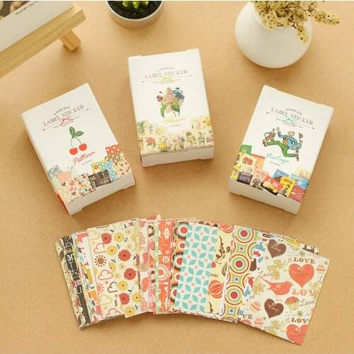 52pcs/pack Mini Cute DIY Cartoon Paper Craft Sticker Print Retro Paper For Scrapbooking Home Decoration 65x45mm