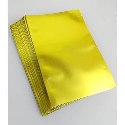 8*12cm 200Pcs/ Lot Golden Matte Open Top Aluminum Foil Tea Nut Candy Vacuum Storage Bag Pocket Mylar Heat Seal Coffee Pack Pouch