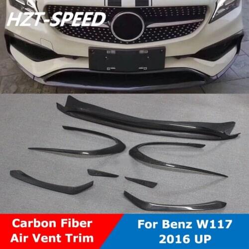 8 PCS Carbon Fiber Front Bumper Lip Shovel Diffuser Chin Air Vent Trim For Benz W117 CLA Class CLA260 CLA45 Sport Car 2016 Up