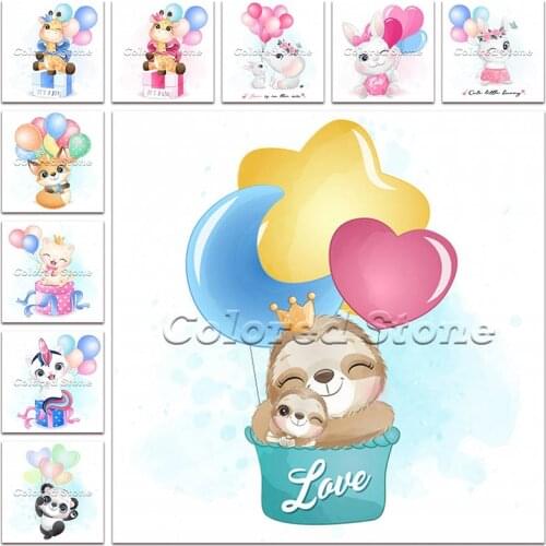 New Diamond painting Cartoon Animals Sloth balloon giraffe rabbit panda cat 5D DIY Full Square Drill embroidery Round mosaic 163