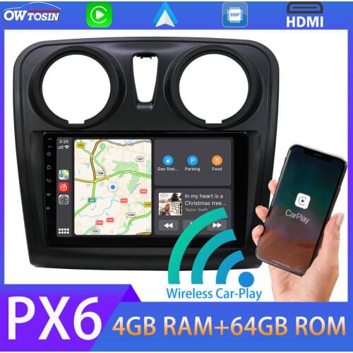 PX6 4+64G Android 10 Car Multimedia Player For Renault Sandero Logan 2 Symbol Dacia 2012-2019 5*USB GPS Radio Bluetooth 5.0 IPS