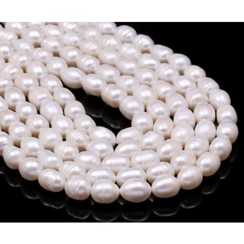 Natural Freshwater Pearl Beads For DIY Jewelry Making Necklaces Bracelets Earrings White 36cm 8-9mm