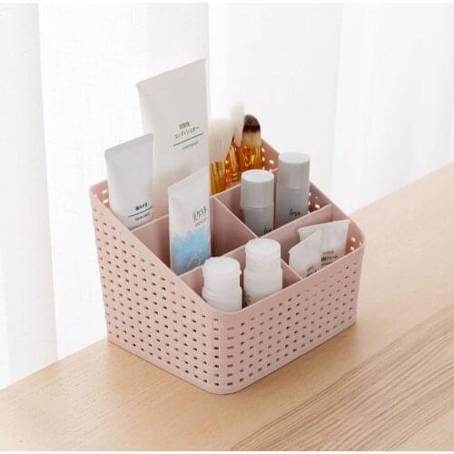 2020 Hot Makeup Organizer Cosmetic Storage Box Case Container Desktop Storage Box Bedroom Bathroom Organizer Lmitation Rattan