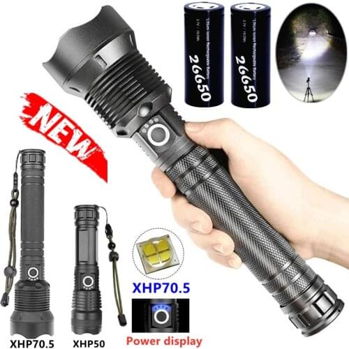 700000 Lumens Most Powerful LED Flashlight XLamp XHP70.5 USB Zoomable 3 modes Torch XHP50 18650 26650 Rechargeable Battery gift