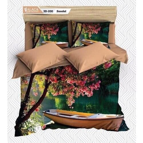 3D Digital Printed Satin Double Duvet Cover Set 4 pieces made in turkish Sandal