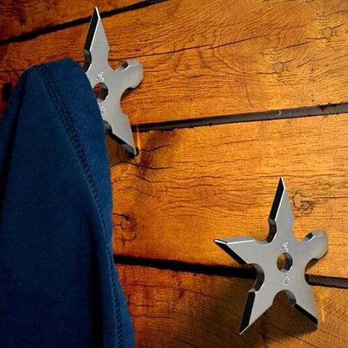 Creative Ninja Throwing Star Dart Shape Clothes Coat Robe Hooks Hat Hanger Home Decoration Key Hook Hanger Wall Mounted lin4938