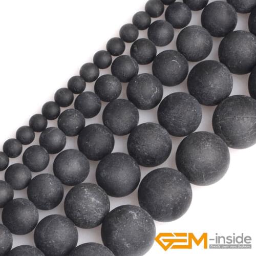 Natural Black Tourmaline Frost Matte Unpolished Round Spacer Loose Beads For Jewelry Making Strand 15" 4mm 6mm 8mm 10mm 12mm