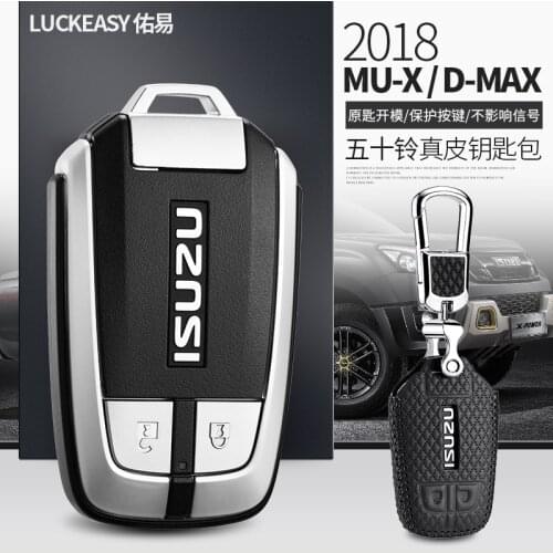 Luckeasy leather key cover for isuzu mux d max 2015 2017 2018 car key case wallet holder key holder 4-is1