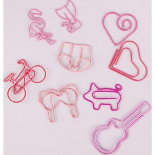 Pink color Cartoon Clip Guitar Kitten Lovely Pin Office Accessories Office Metal Paper Clips Flamingo Metal Clip Paperclip