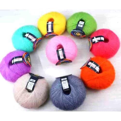Mohair 25g Knitted Fashion Baby Soft Lace DIY Knitting Crochet Supersoft GLOSSY Yarn LUXURY Thread Wool Coloured Cotton Yarn