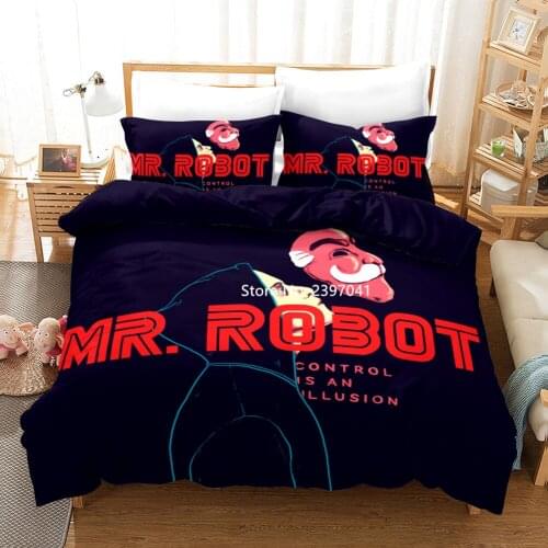 Mr Robot Patchwork Bedding Set Quilt Cover Pillow Cover Boys Favorite Home Textile Knitwear King Queen Multisize Teenage Adult