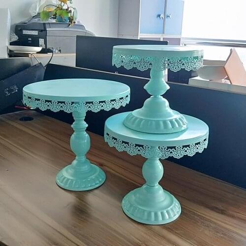 Blue color round cake stand sets 3pcs/lot