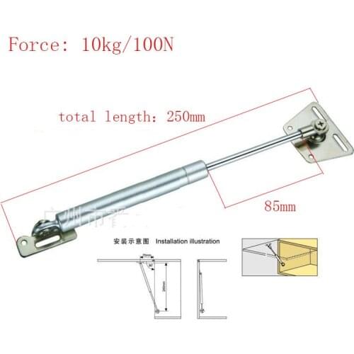Kitchen Cabinet Door Lift Pneumatic Support Hydraulic 250mm central distance, 85mm strok Gas Spring Stay for Wood Box