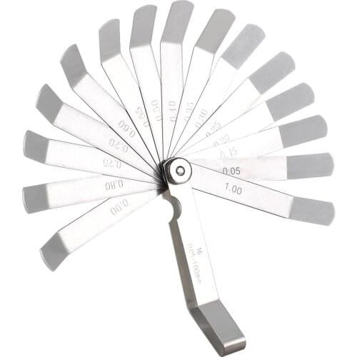 Feeler Gauge Thickness Measuring Instrument 0.05 to 1MM Measurment Tool 16 Blades Valve Shim Metric Gap Filler Gage