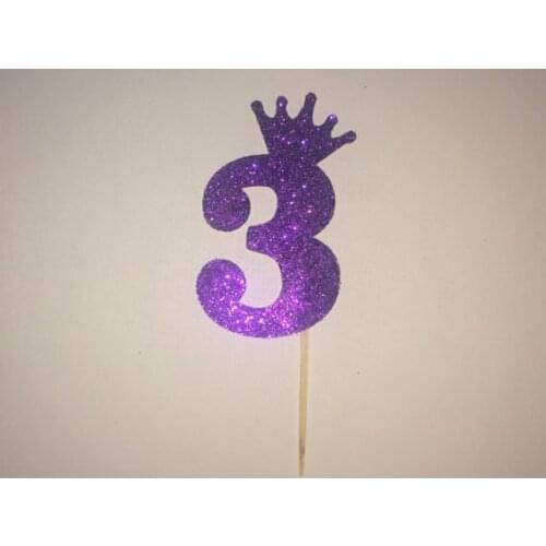 PURPLE custom number glitter cupcake Toppers baby bridal shower birthday wedding party cake decorations food picks