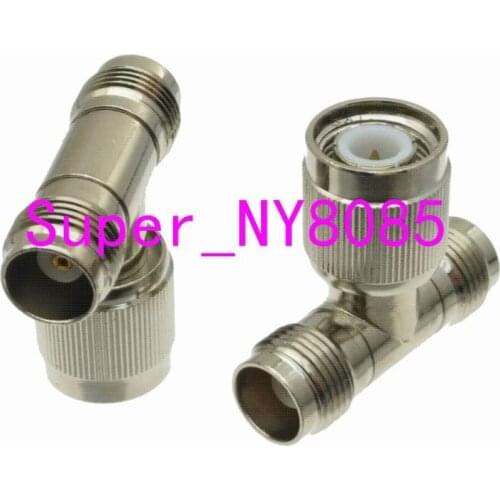 TNC male plug to two TNC female jack triple T in series RF adapter connector 3 way