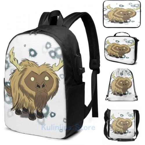 Funny Graphic print Beefalo Dont Starve USB Charge Backpack men School bags Women bag Travel laptop bag