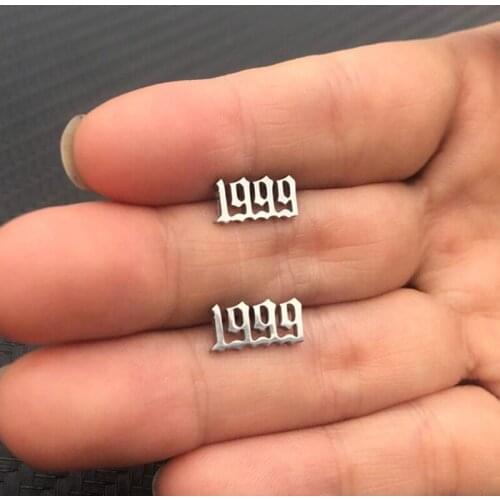 Hfarich Fashion Earrings For Women Stainless Steel Year Number 1980-2010 Earing Special Date Ear Studs For Unisex Jewelry 2020