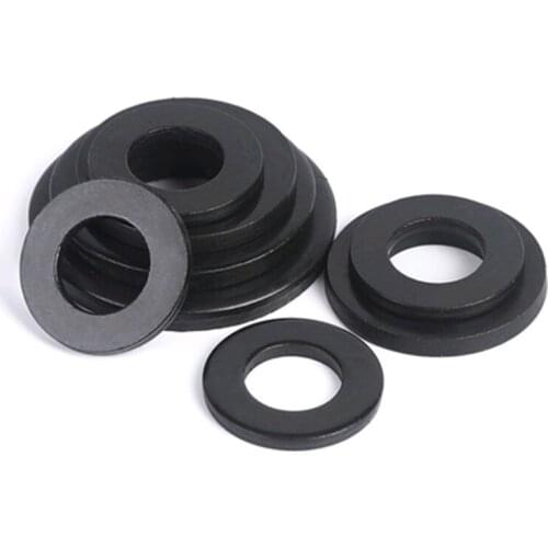 10/50/100 pcs M3/M4/M5/M6/M8/M10/M12 Black 304 Stainless Steel Flat Gasket Washer Huasi Blackened Gasket