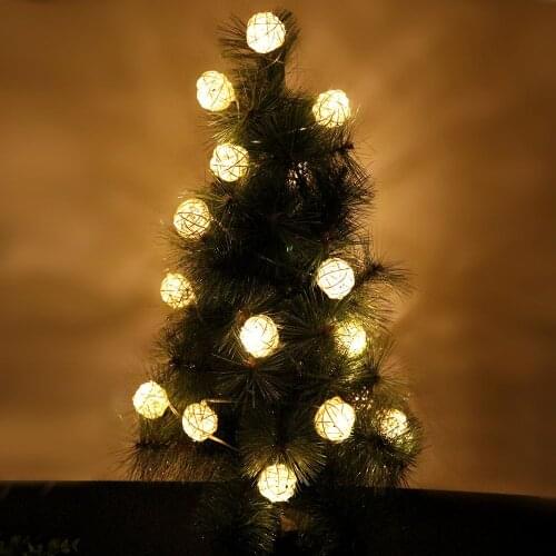 40 Rattan Balls LED String Lights Battery Garland Cotton Ball Light Chain for Holiday Christmas Wedding Decoration Lights Balls