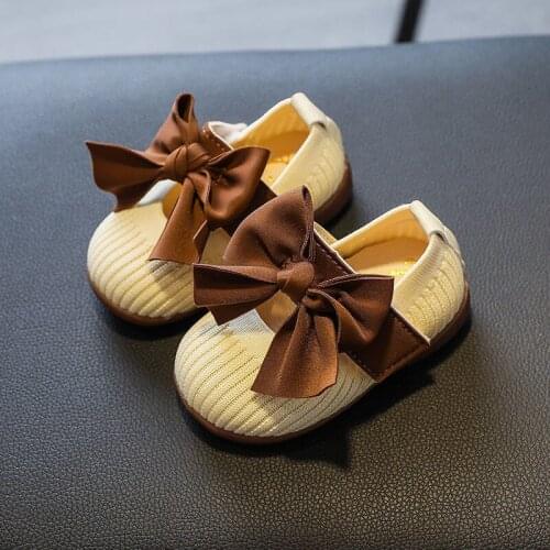Baby princess shoes spring and autumn new girls' single shoes soft bottom non slip walking shoes lovely bow breathable Doudou