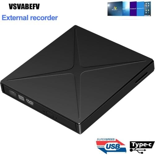VAVABEFV DVD-RW Burner Disc Driver Hardware USB3.0 External Writer Recorder Reader Portable BD/CD/DVD For PC Laptop Windows