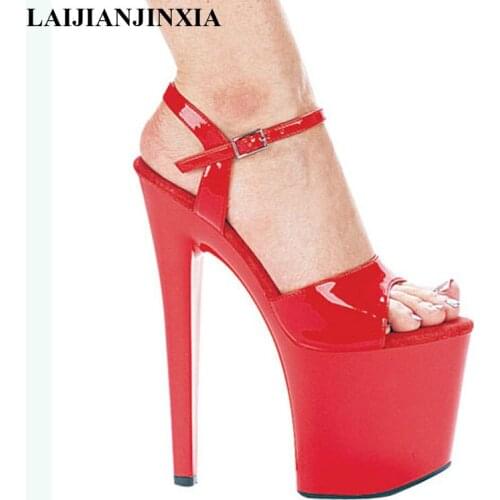 LAIJIANJINXIA HOT 2017 Sexy Pole Dancing Shoes 20 CM High Heels Shoes Platform Thin Heels Sandals Model Dance Shoes E-056