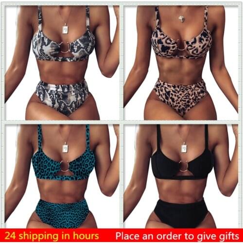 2 Piece Set Women High Waist Bikini Swimsuit Swimwear Female Bandeau Thong Brazilian Bikini Set Bathing Suit