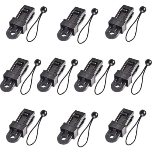 10Pcs/Set Tarp Clips Tarp Clamps Tent Fasteners Clips Tent Awning Clips and 10Pcs Cords for Supporting Tarpaulins Canopies Sunsh