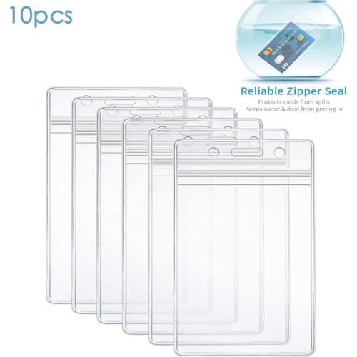 10Pcs/Set Wholesale Vertical Transparent Vinyl Plastic Clears ID Card Badge Holder