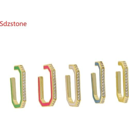 2021 Trend Ear Cuff Earring For Women Colorful Cubic Zirconia With Enamel Clip Earring Stackable Cartilage Earring No Pierced