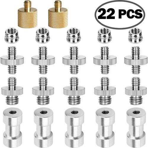 22Pack ChromLives Camera Screw Adapter 1/4 to 1/4 Screw 1/4 to 3/8 Tripod Screw Adapter Converter Brass Screw Adapter Spigot Scr
