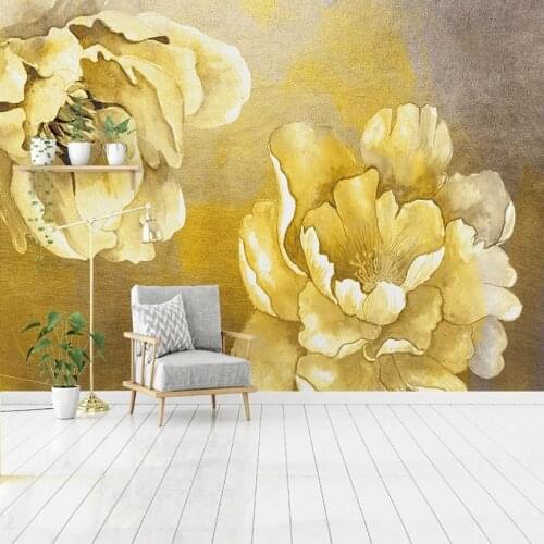 3D Wallpaper Modern Abstract Golden Flowers Photo Wall Mural Living Room Sofa Bedroom Home Decor Wall Painting Papel De Parede