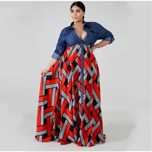 3XL 4XL Plus Size Africa Clothing Trendy Stripe Printed Long Sleeve Maxi Dress Women Autumn Robe Long Party African Dress
