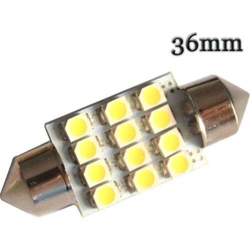 50Pcs LED Bulbs 36MM Festoon White Interior Car Lights 12SMD 3528 Chips For Auto Dome Reading Light 12V