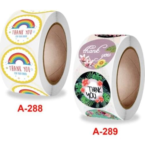 Thank You Rainbows Sticker 500 pcs /roll 2.5cm Vintage Scrapbooking Round Shape teacher children reward label