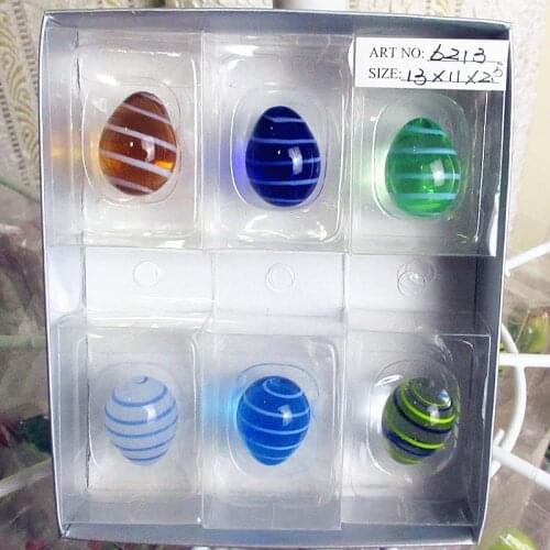 6pc Factory wholesale garden landscape decoration Murano hand made glass crafts lovely Easter eggs Glass marbles
