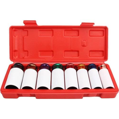 8pcs Thin Wall Alloy Wheel Nut Socket Master Kit 1/2 Drive 15mm 17mm 19mm 21mm 22mm 24MM 27MM 1/2" Dr