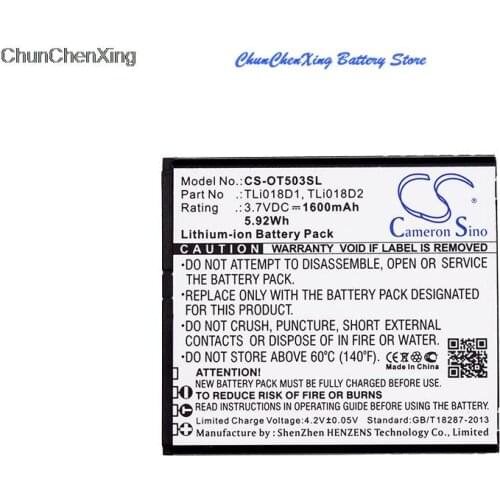 Cameron Sino 1600mAh Battery TLi018D1, TLi018D2 for Alcatel One Touch Link Y858, Y858V