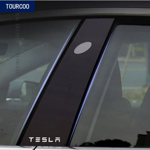 Car Styling Exterior Window Center Pillar Sticker Trim Acrylic Refit Accessories for Tesla Model 3