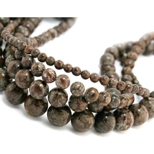 Free Shipping 4mm 6mm 8mm 10mm Brown Snow Round Stone Beads Natural 15'' DIY Bracelet Necklace Jewelry Making BTB622-625