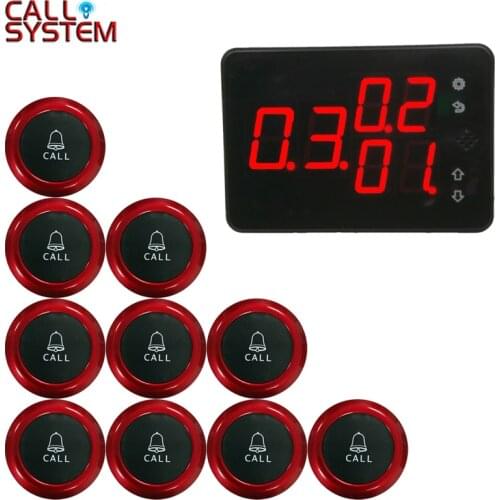 99 channel Wireless Waiter Calling Bell System Restaurant Service Caller 1 Receiver Host + 10 Call Button Transmitter