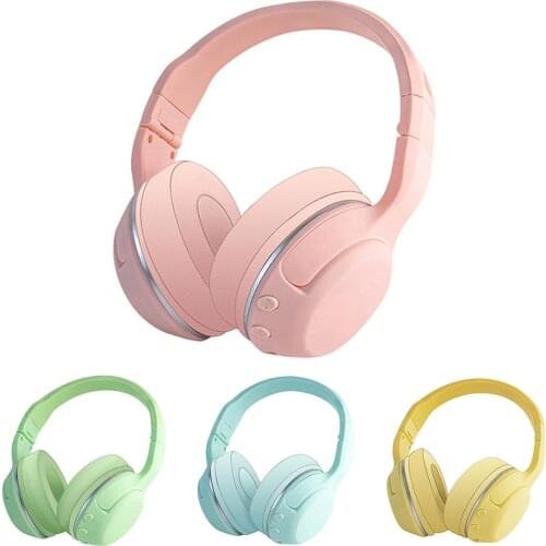 Wireless Bluetooth Solid Color Music Gaming Headphone Stereo Headset with Mic Deep Bass Music Gaming Over Ear Headset Best Gifts