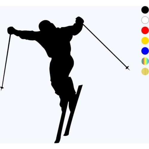 CK2233#19*19cm Skier-5 funny car sticker vinyl decal silver/black car auto stickers for car bumper window car decorations