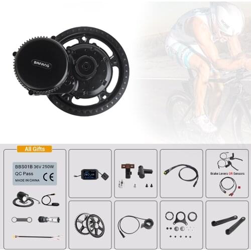 36V 500W Bafang BBS02B Mid Drive Motor 8FUN E-Bike Electric Bicycle With Display Gear Sensor Headlight EBike Conversion Kits