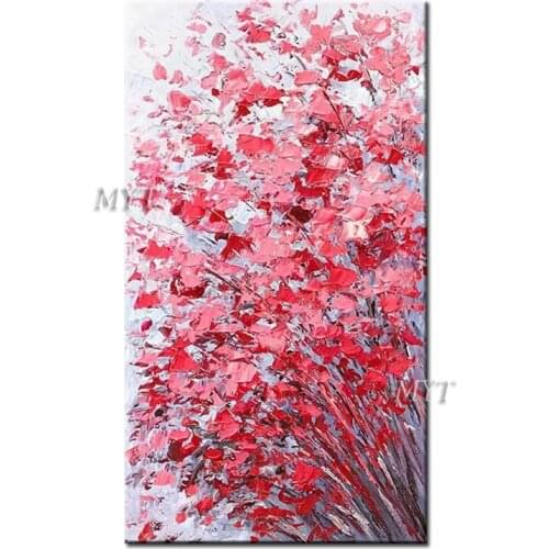 There Are Red Flowers Along The Way Abstract Oil Painting On Canvas Living Room Home Pictures Modern Wall Art Painting Frameless
