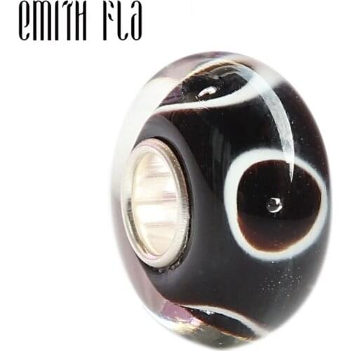 Emith Fla 925 Sterling Silver Large Hole Murano Glass European Charm Beads Fit Brand Bracelet Jewelry