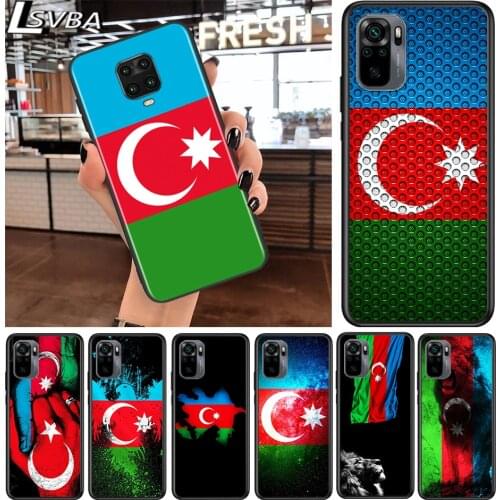 Azerbaijan Flag for Xiaomi Redmi Note 10 10S 9 9T 9S 9Pro Max 8T 8Pro 8 7 6 5 Pro 5A 4X 4 Soft Black Phone Case