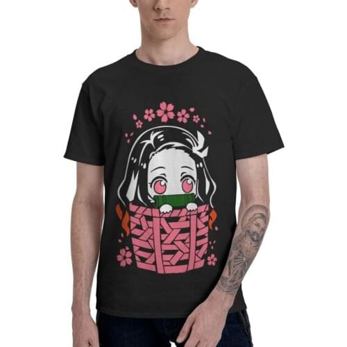 Harajuku Kimetsu No Yaiba Nezuko Kamado T Shirt Men Short Sleeve 100% Cotton T-shirt Demon Slayer Anime Manga Tee Graphic Tshirt
