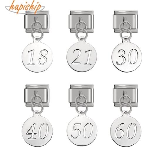Hapiship 9mm Width Original Daisy Figure 18 21 30 40 50 60 High-end Charm Fit 9mm Bracelet Stainless Steel Jewelry Making DJ125